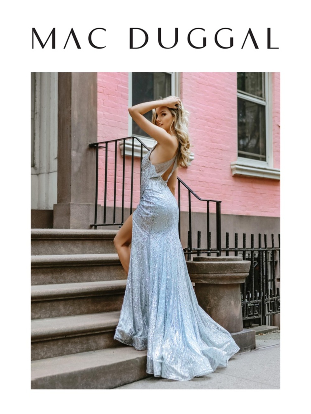 MAC DUGGAL Embellished Sleeveless V Neck Mermaid Gown